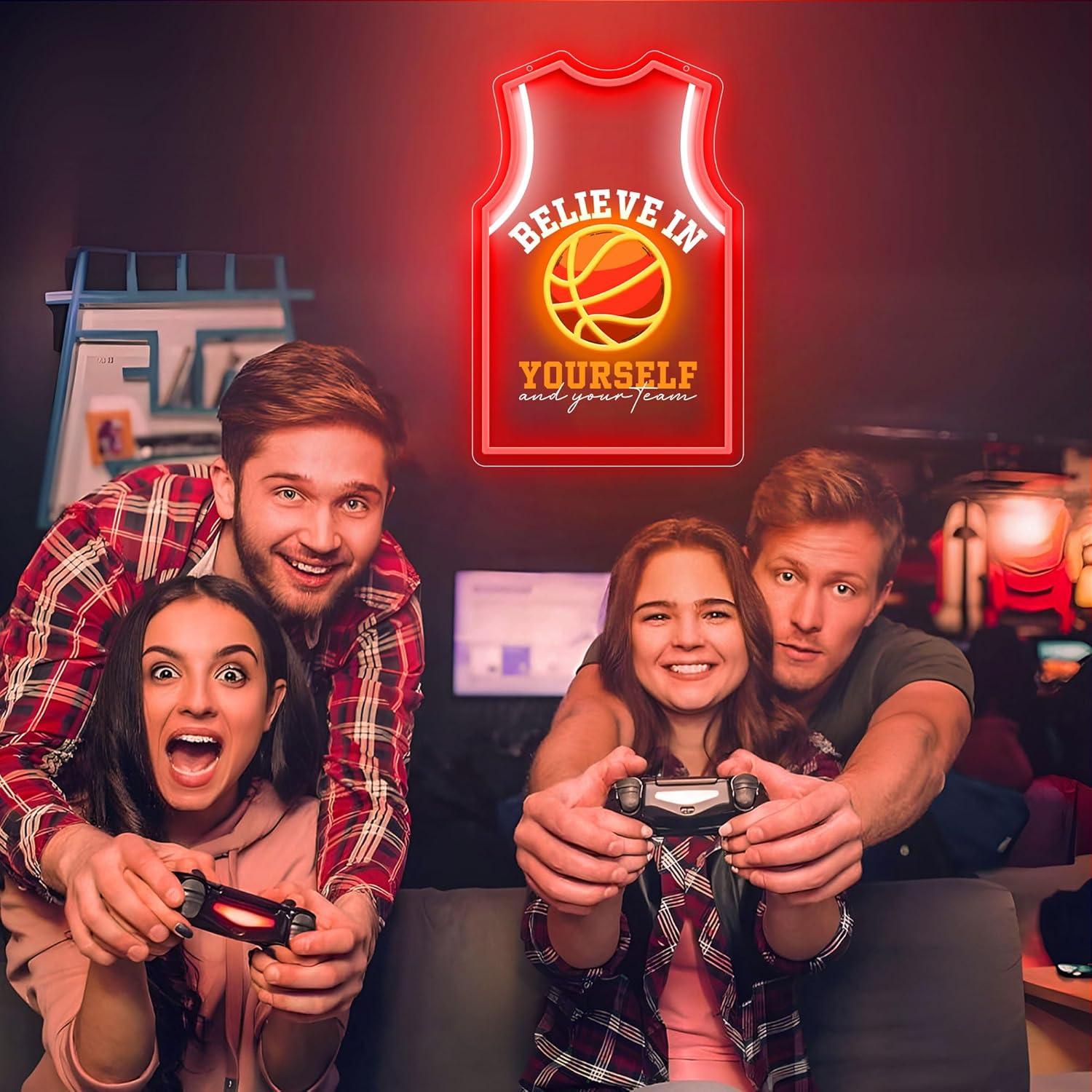 Luz de Neón LED Camiseta Baloncesto ZLOOREE 42x27.3cm