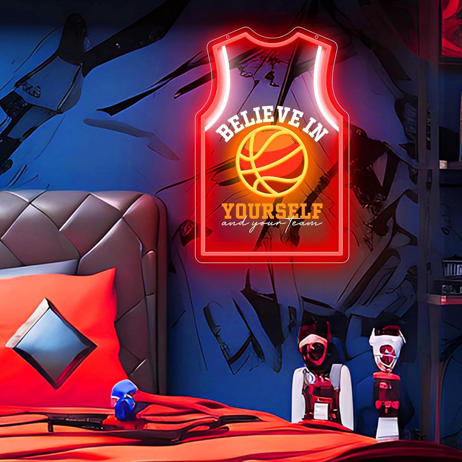 Luz de Neón LED Camiseta Baloncesto ZLOOREE 42x27.3cm