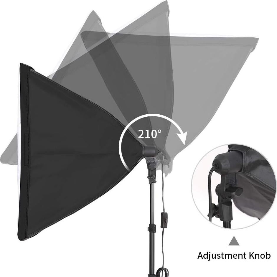 Kit de Iluminación Continua Kshioe 800W 5500K con Softbox y Fondos