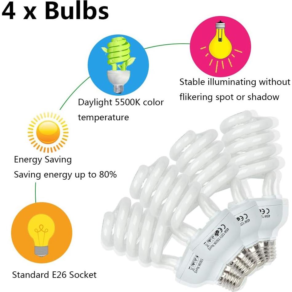 Kit de Iluminación Continua Kshioe 800W 5500K con Softbox y Fondos