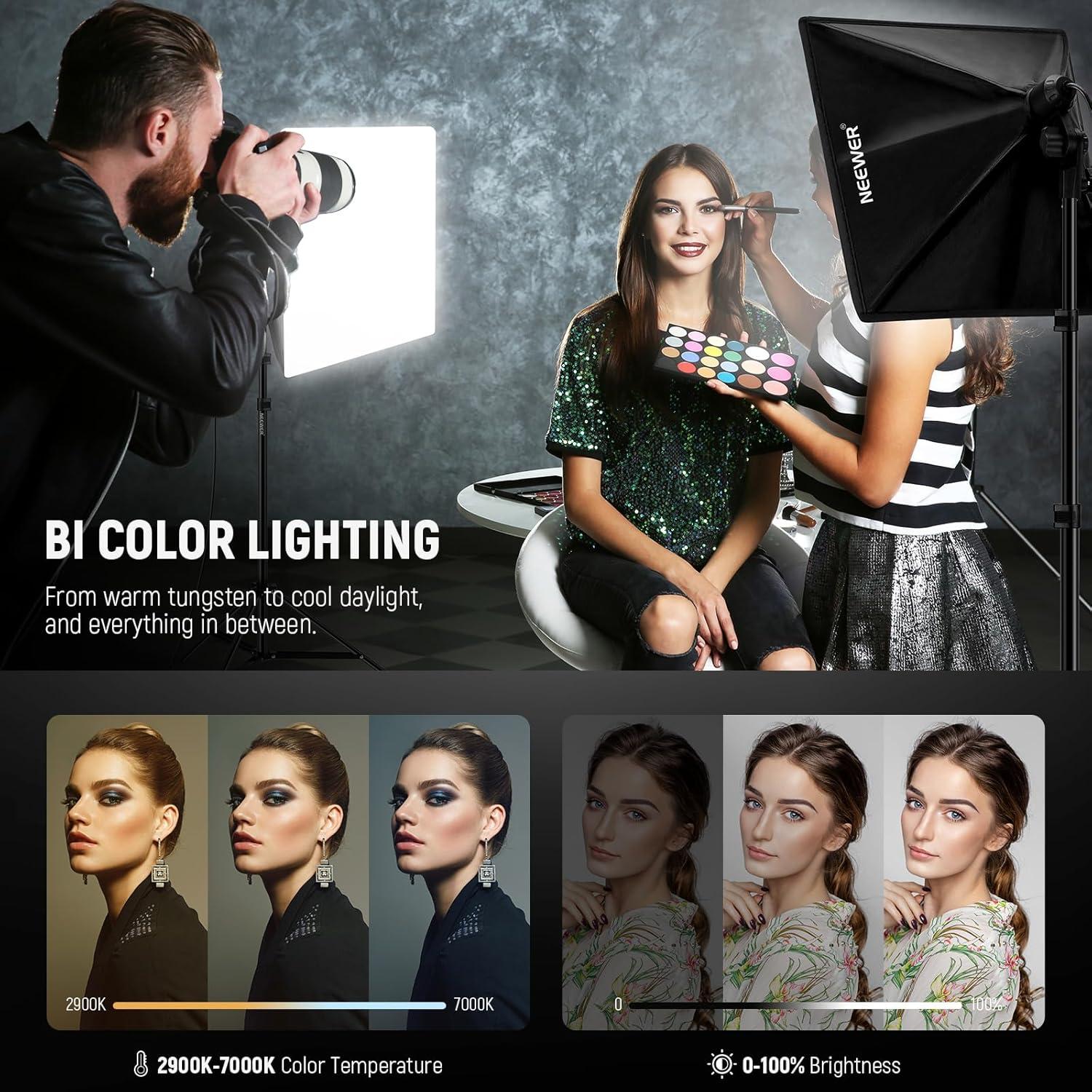 Kit de Iluminación Softbox NEEWER NK103 con Bombillas LED 45W