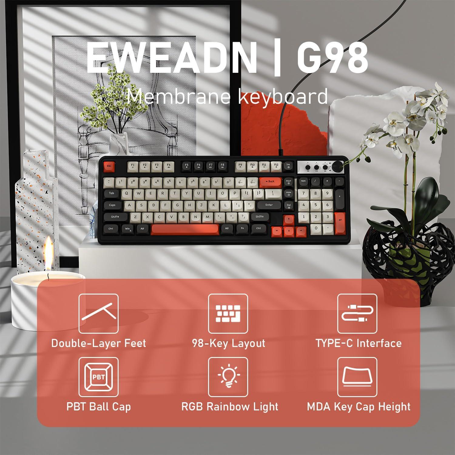 Teclado Gaming EWEADN G98 RGB con Cable, Membrana Silenciosa