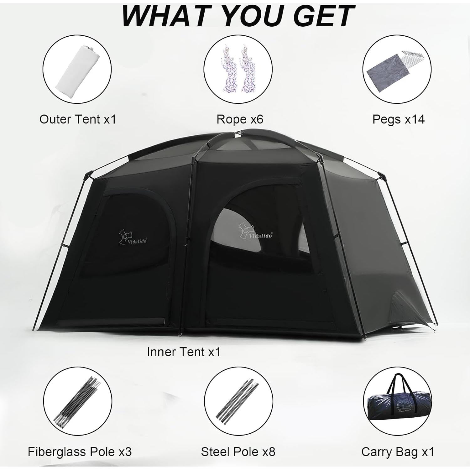 Tienda de Camping Vidalido para 4 Personas Impermeable 300x210cm