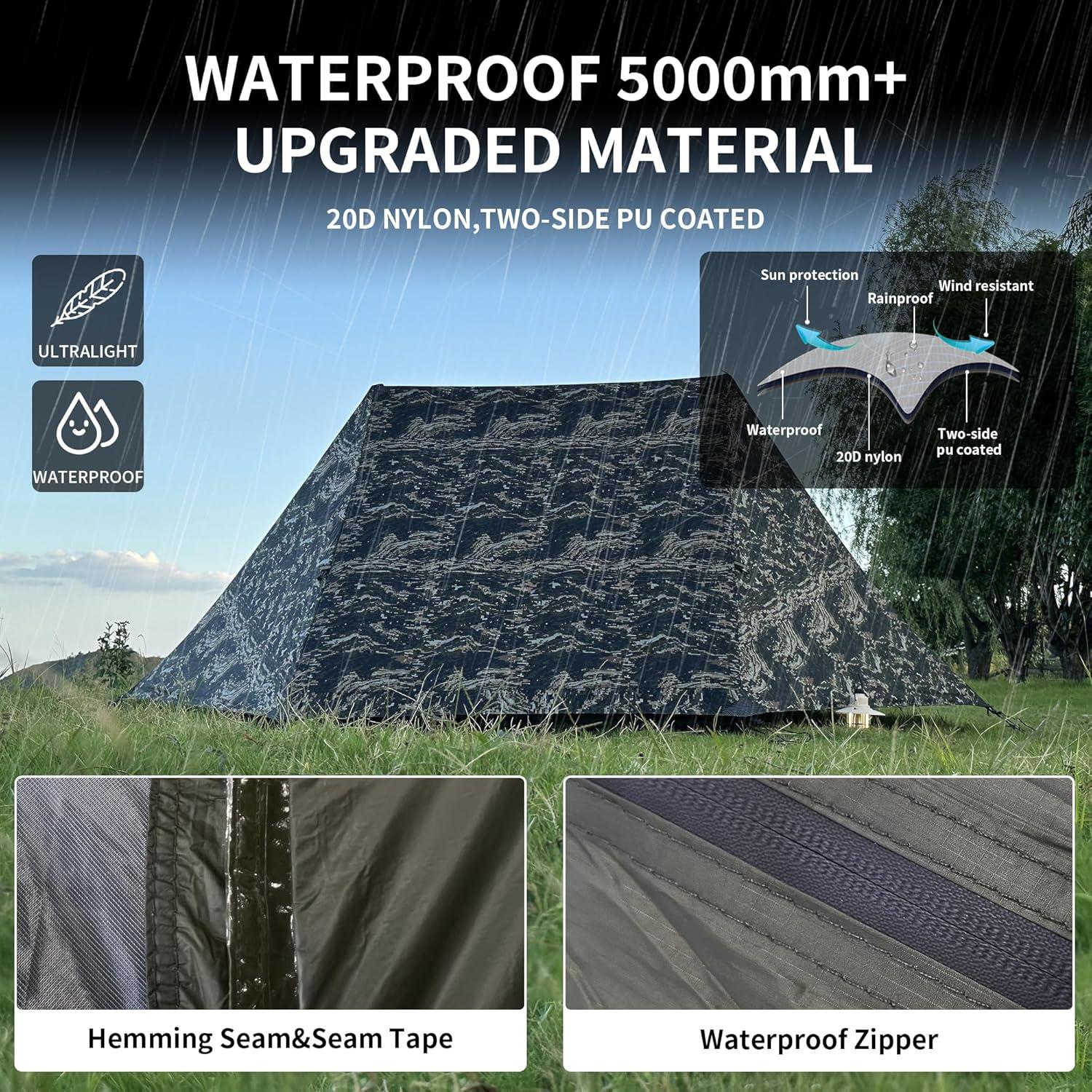 Tienda de Camping Mtenplay TS-2DS para 2 Personas, Nylon 20D