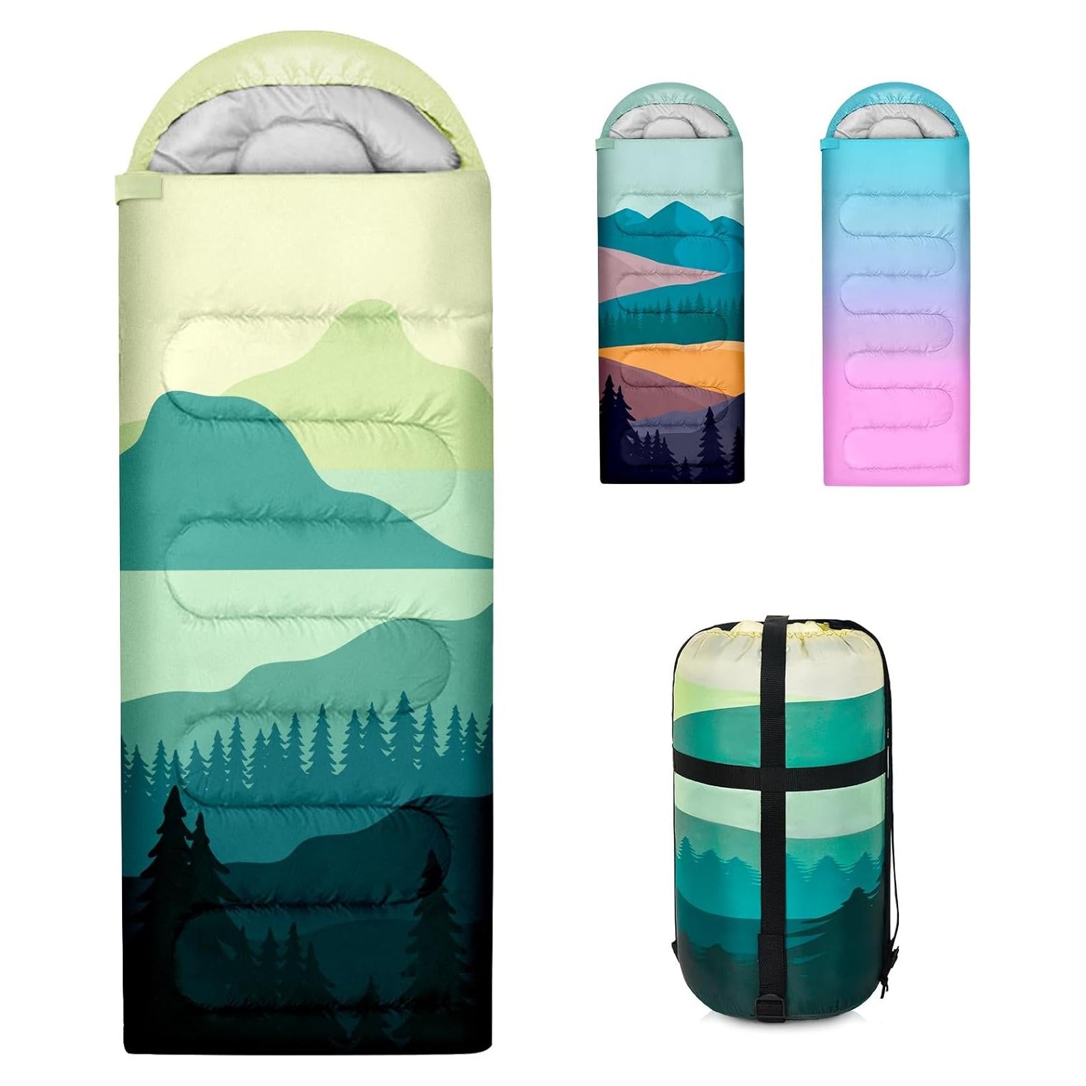 Saco de dormir adulto 3 temporadas Stadupimry impermeable verde