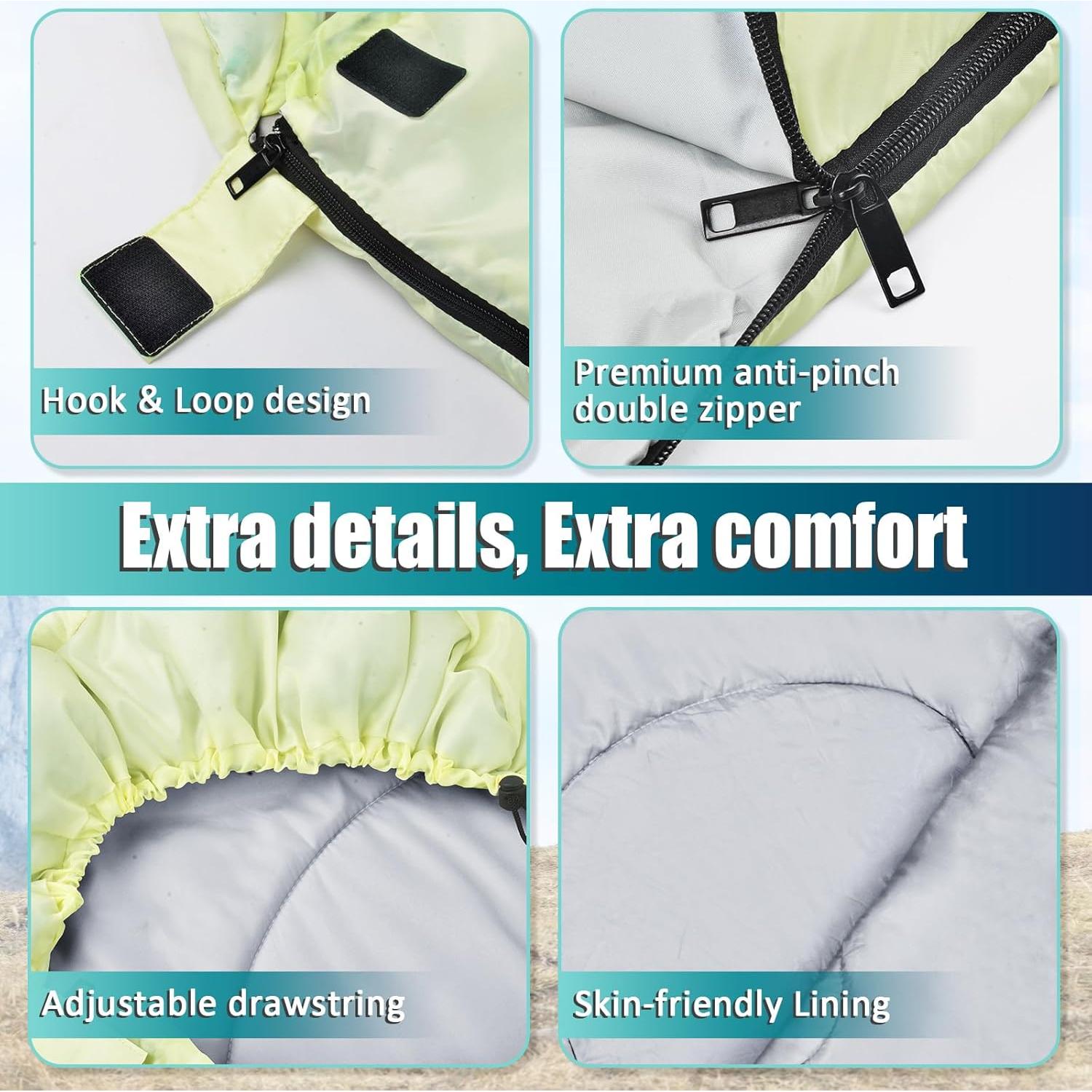 Saco de dormir adulto 3 temporadas Stadupimry impermeable verde