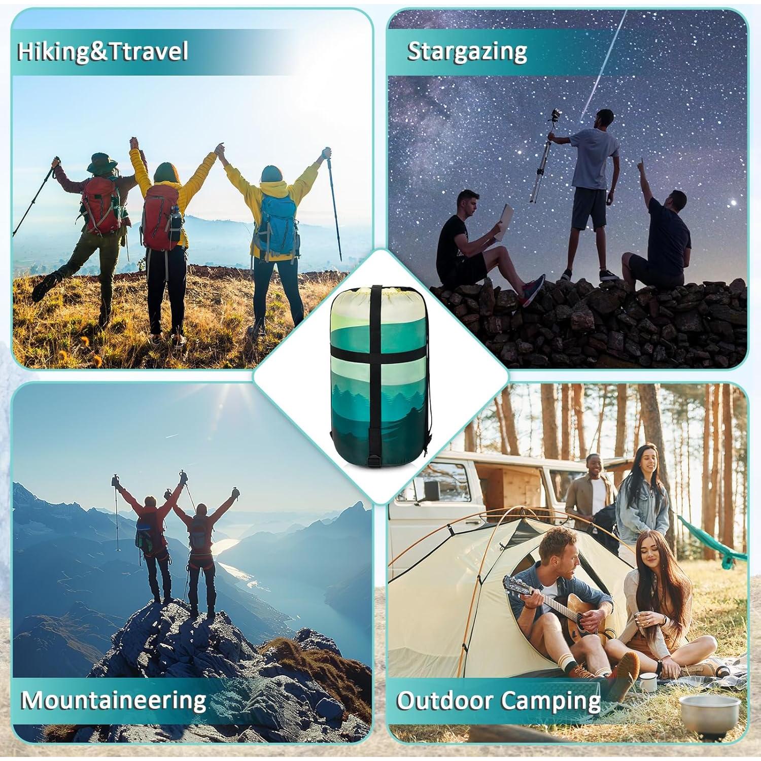 Saco de dormir adulto 3 temporadas Stadupimry impermeable verde