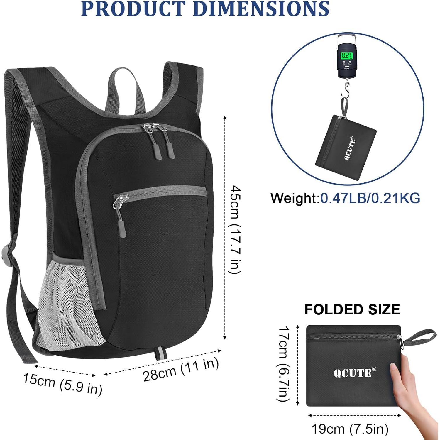 Mochila de Senderismo Qcute 15L Plegable Impermeable Unisex