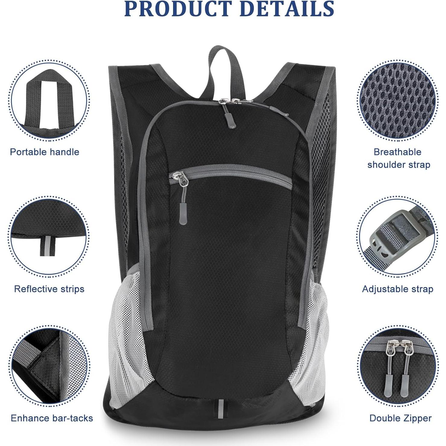 Mochila de Senderismo Qcute 15L Plegable Impermeable Unisex