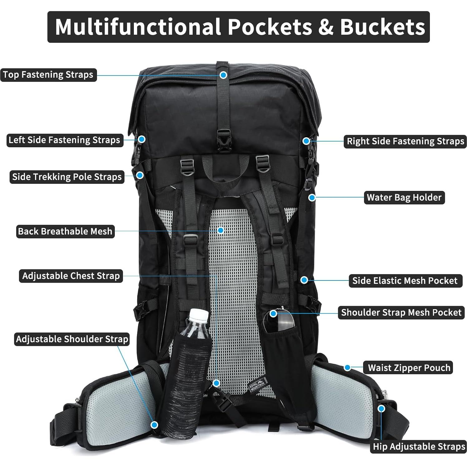 Mochila de Senderismo 40L X-PAC Negra con Marco Interno