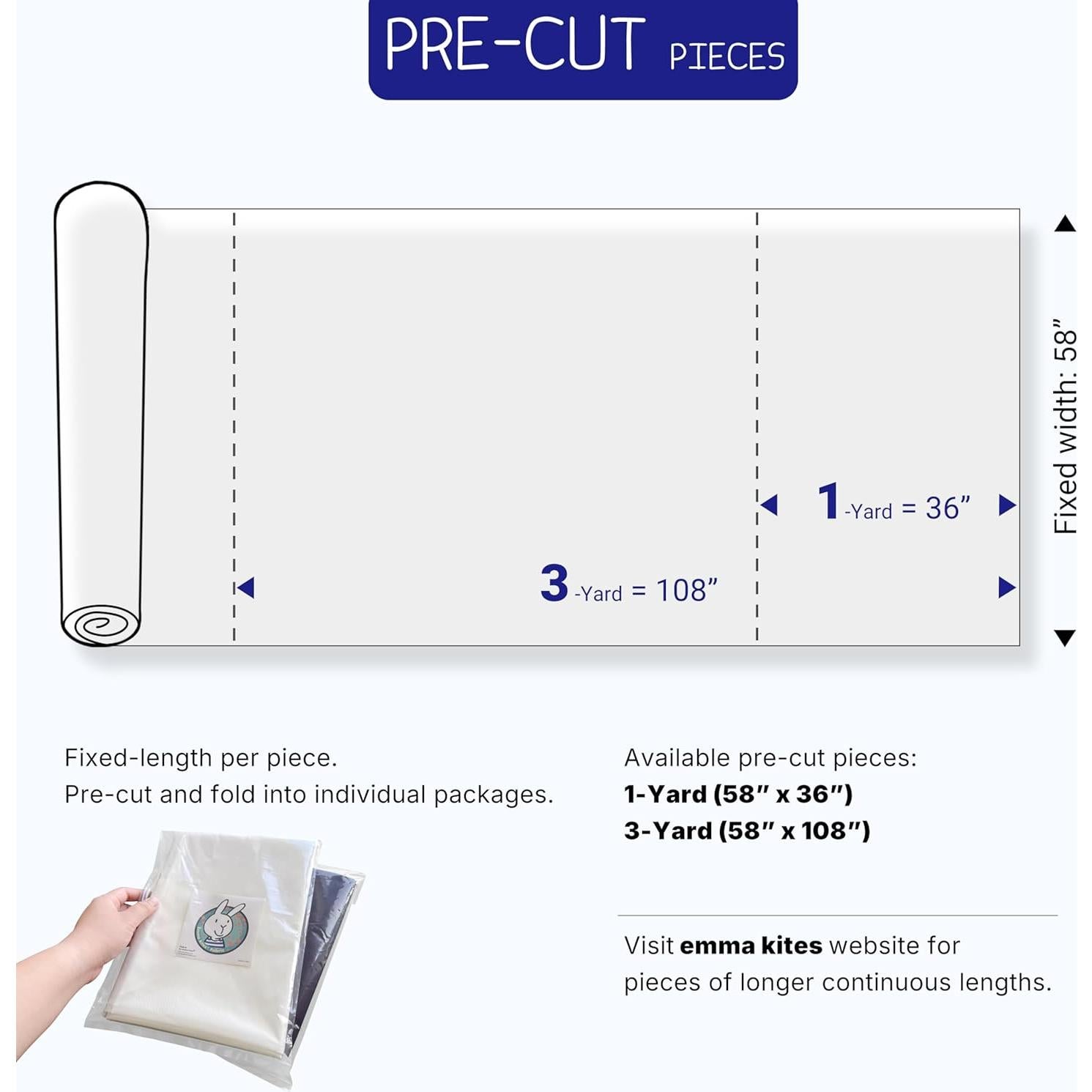 Tela Nylon Ripstop EMMA KITES 1 Yarda 100% Impermeable Negro