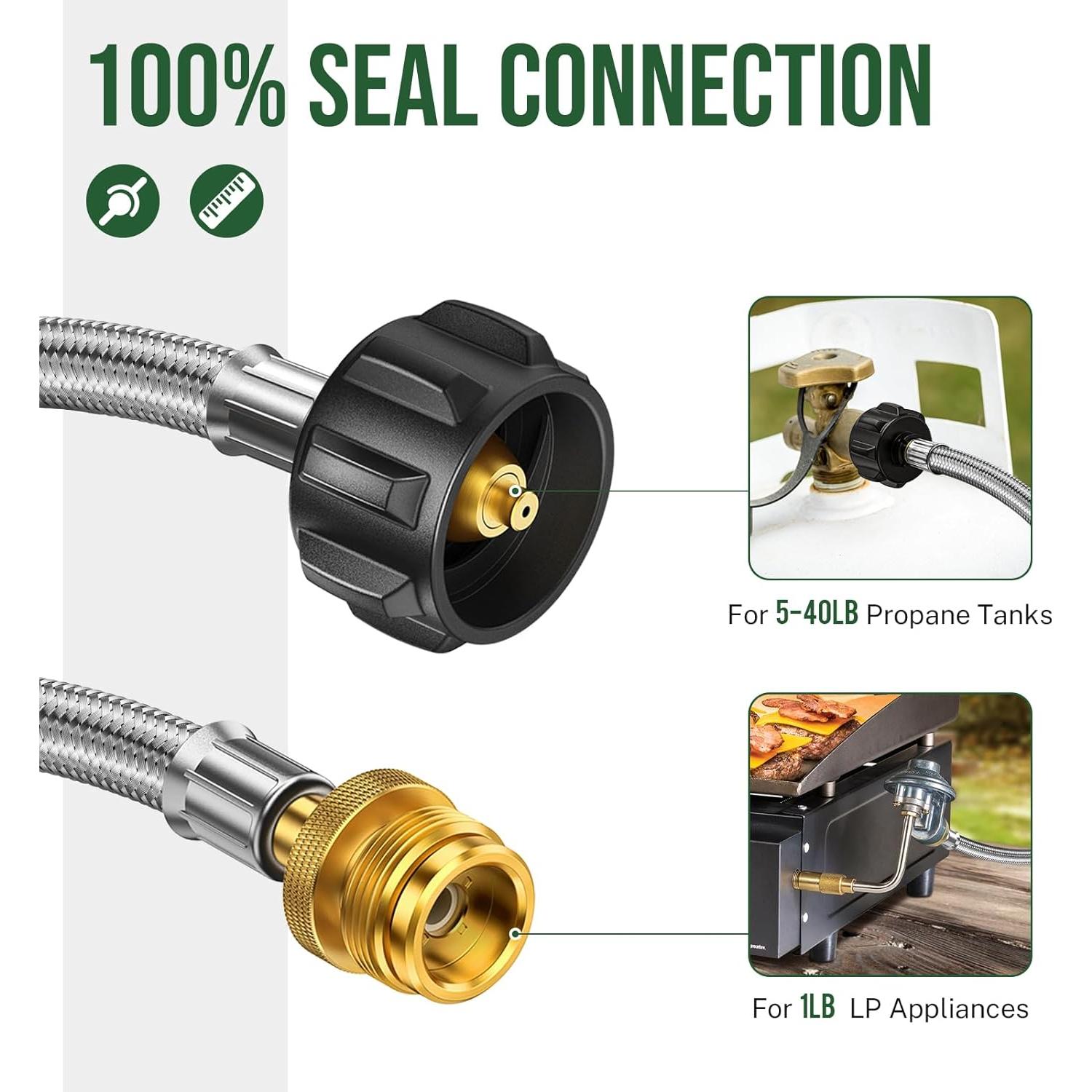 Adaptador de Manguera de Propano Alloxity 5 pies 1 lb a 20 lb