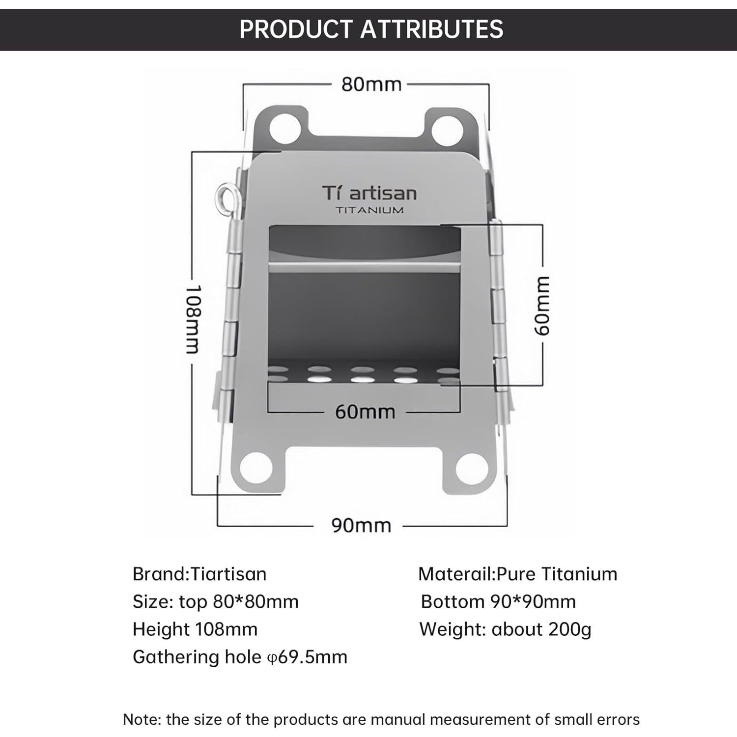 Estufa de Madera Plegable Ti Artisan WS006ST Pequeña 105g