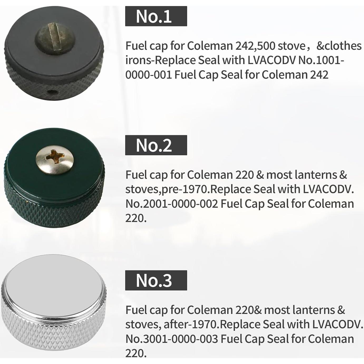 Sellos de Tapa de Combustible No. 1 Coleman para Linternas y Estufas
