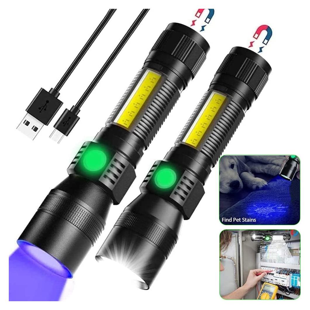 Linterna UV Recargable Hoxida 3en1 LED 2000 Lúmenes IPX6