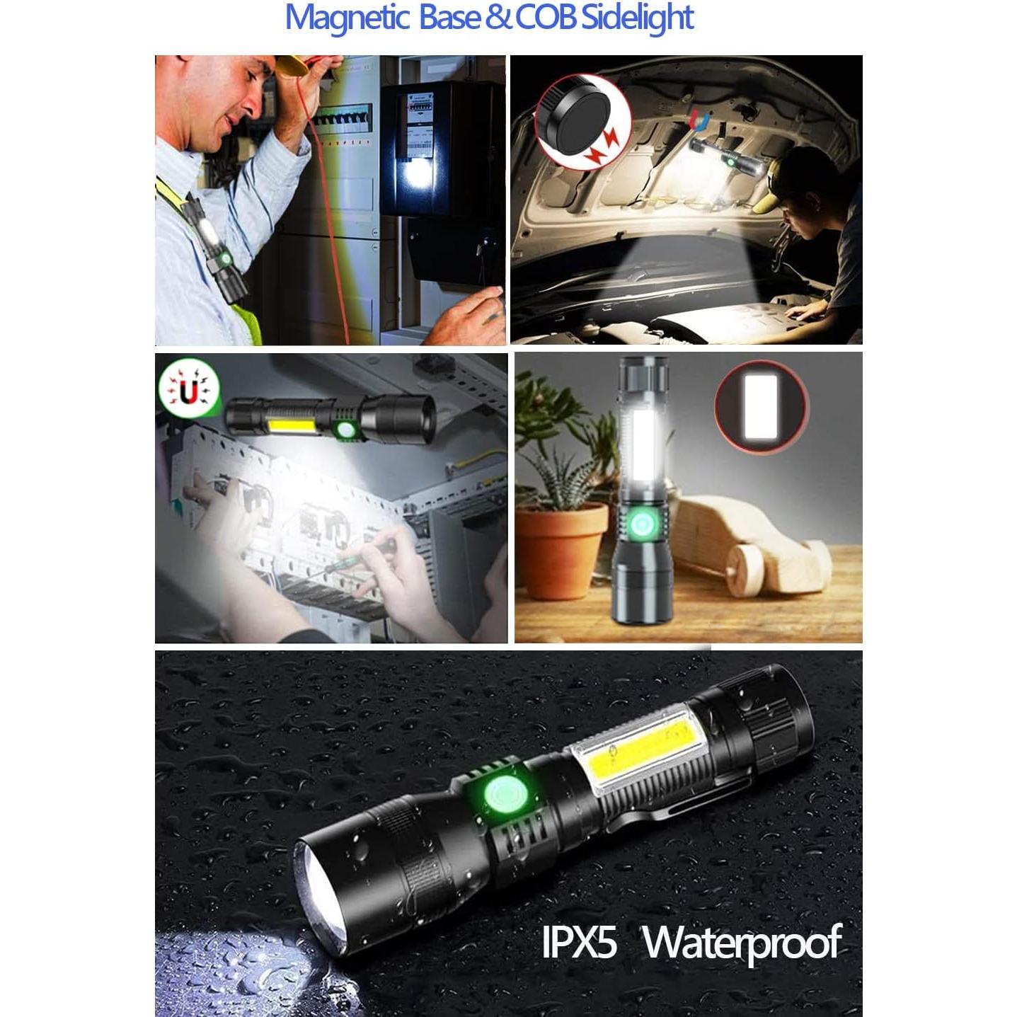 Linterna UV Recargable Hoxida 3en1 LED 2000 Lúmenes IPX6