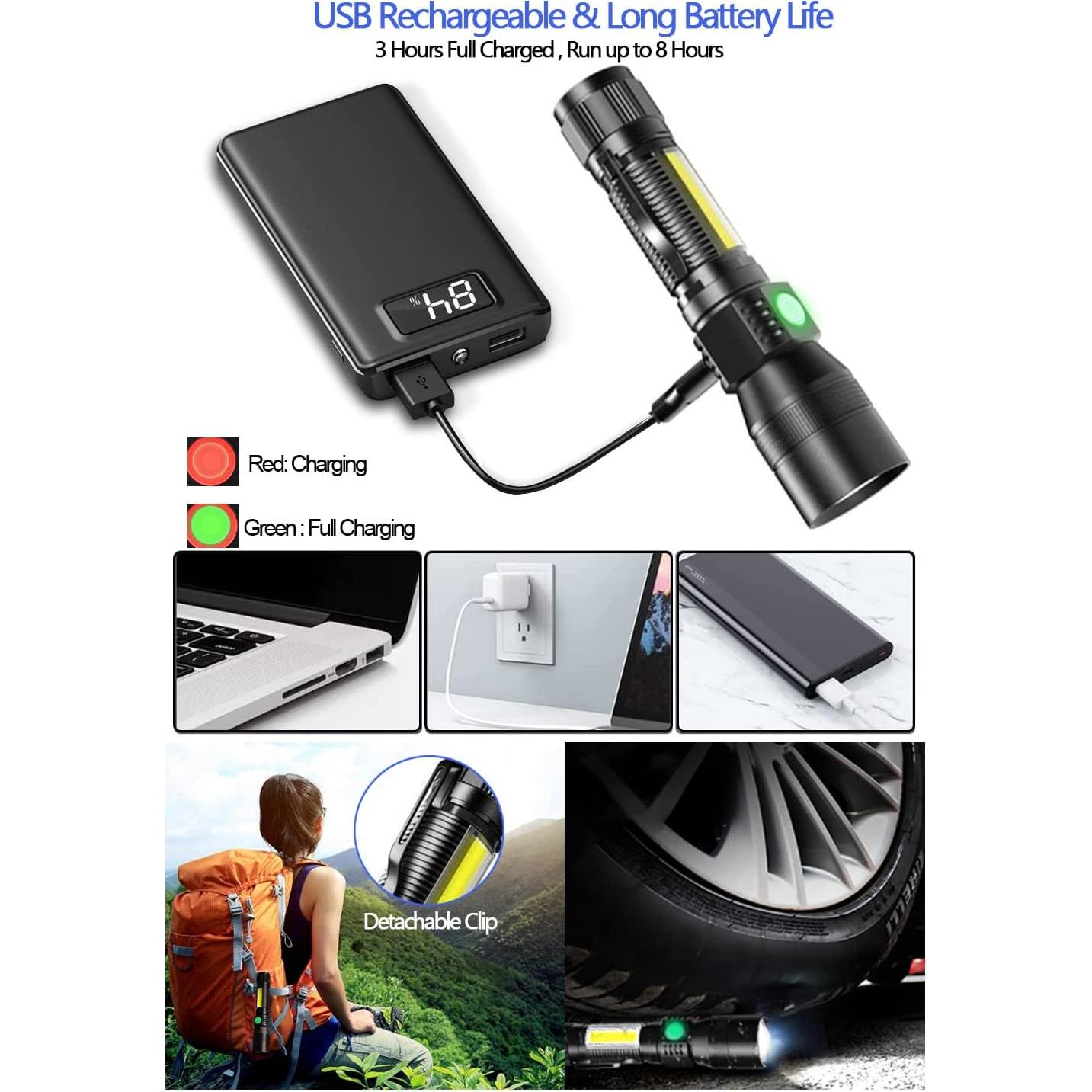 Linterna UV Recargable Hoxida 3en1 LED 2000 Lúmenes IPX6