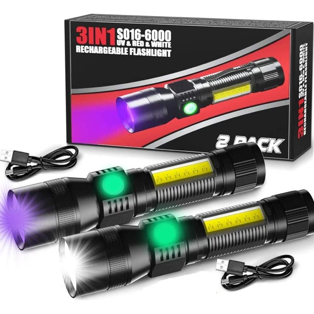 Linterna UV Recargable Hoxida 3en1 LED 2000 Lúmenes IPX6