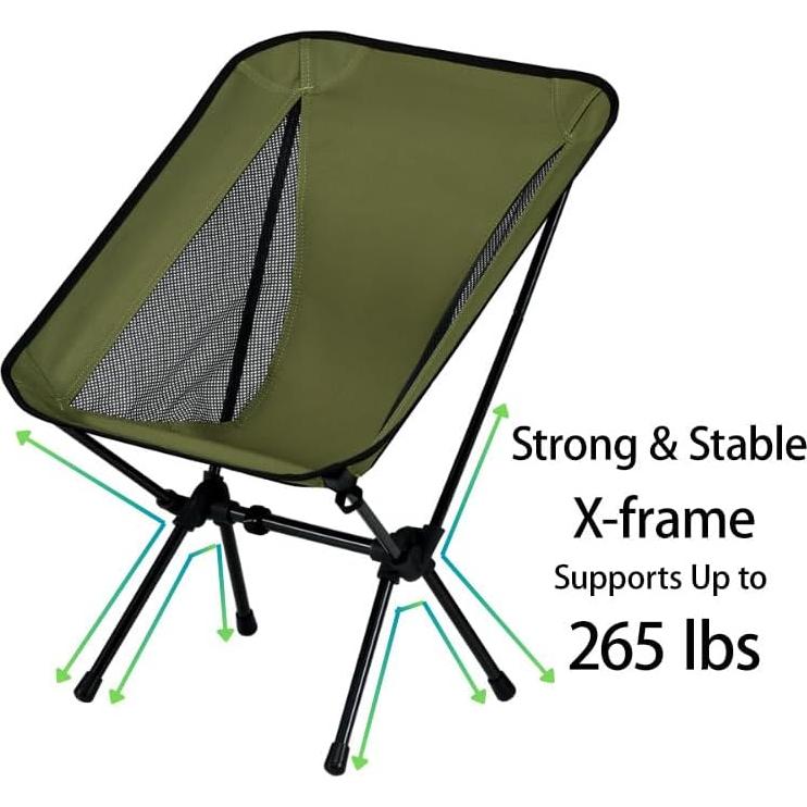 Silla de Camping Plegable Nourir Verde Aguacate 120kg Ligera