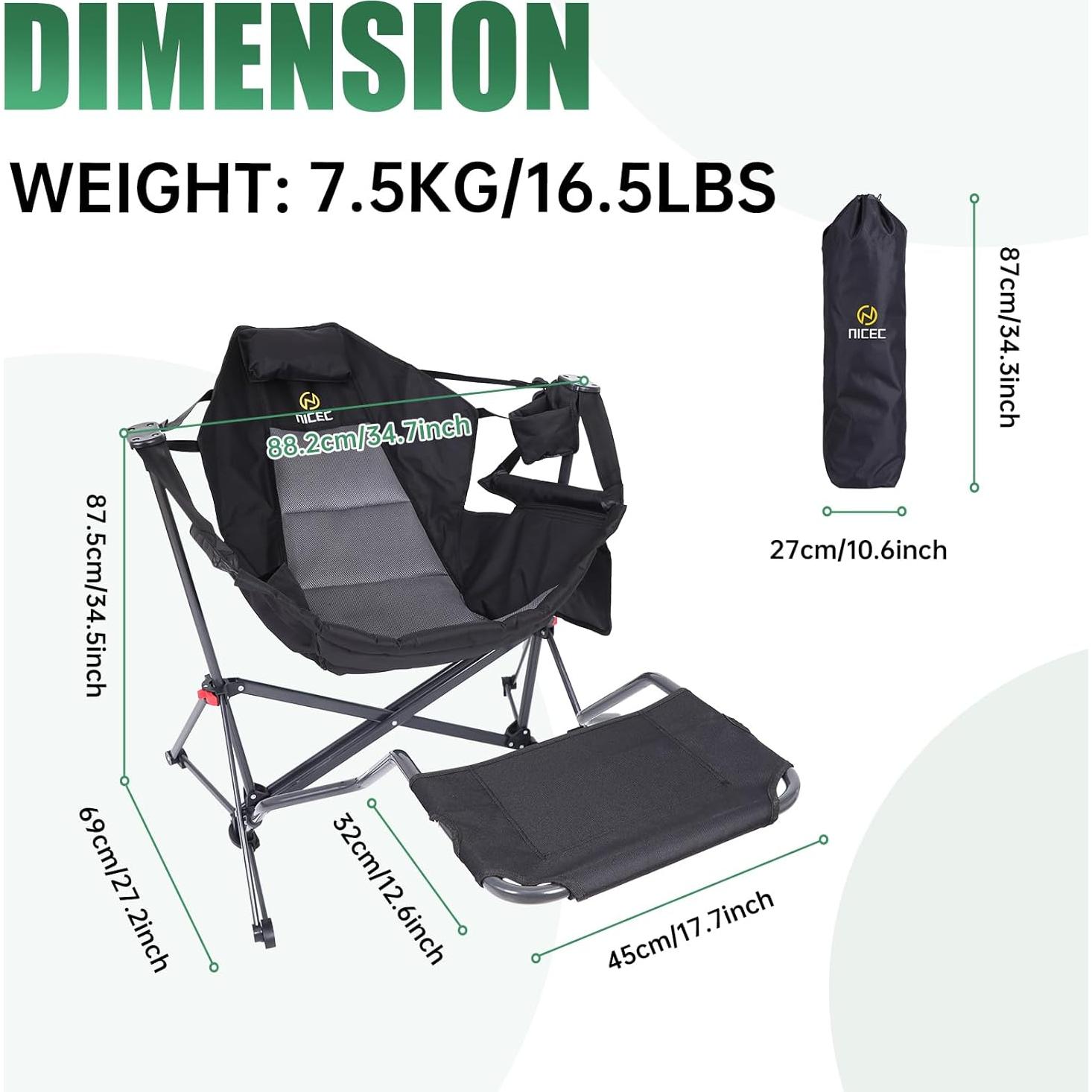 Silla de Camping Hammock Nice C con Reposapiés Plegable
