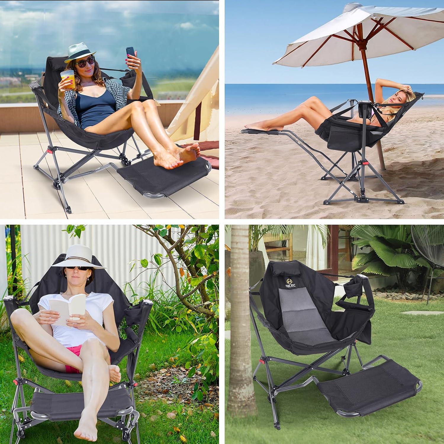 Silla de Camping Hammock Nice C con Reposapiés Plegable