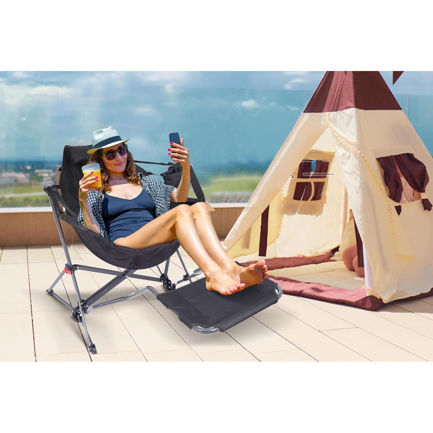 Silla de Camping Hammock Nice C con Reposapiés Plegable