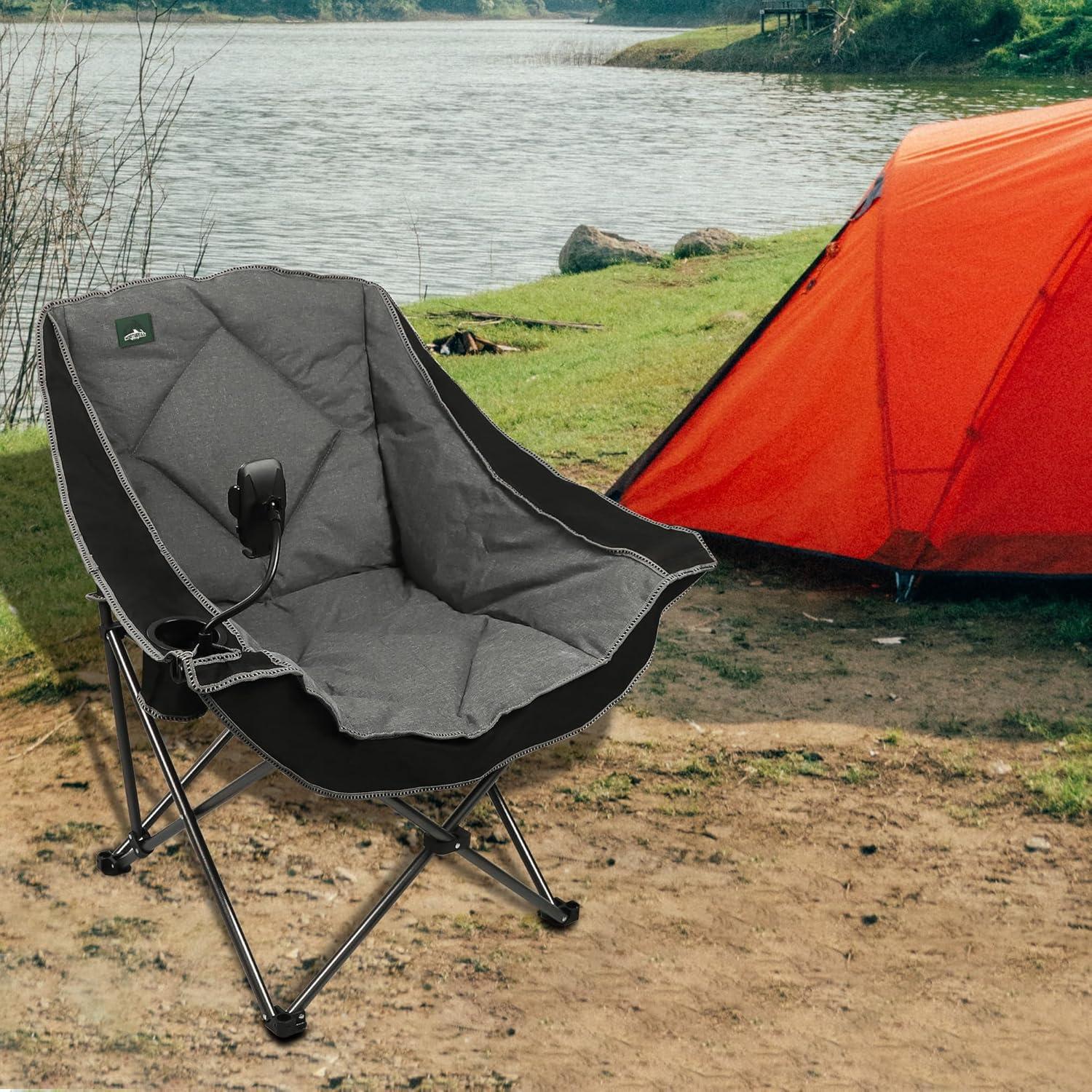 Silla de Camping Plegable Northroad Acolchada 136 kg Negra