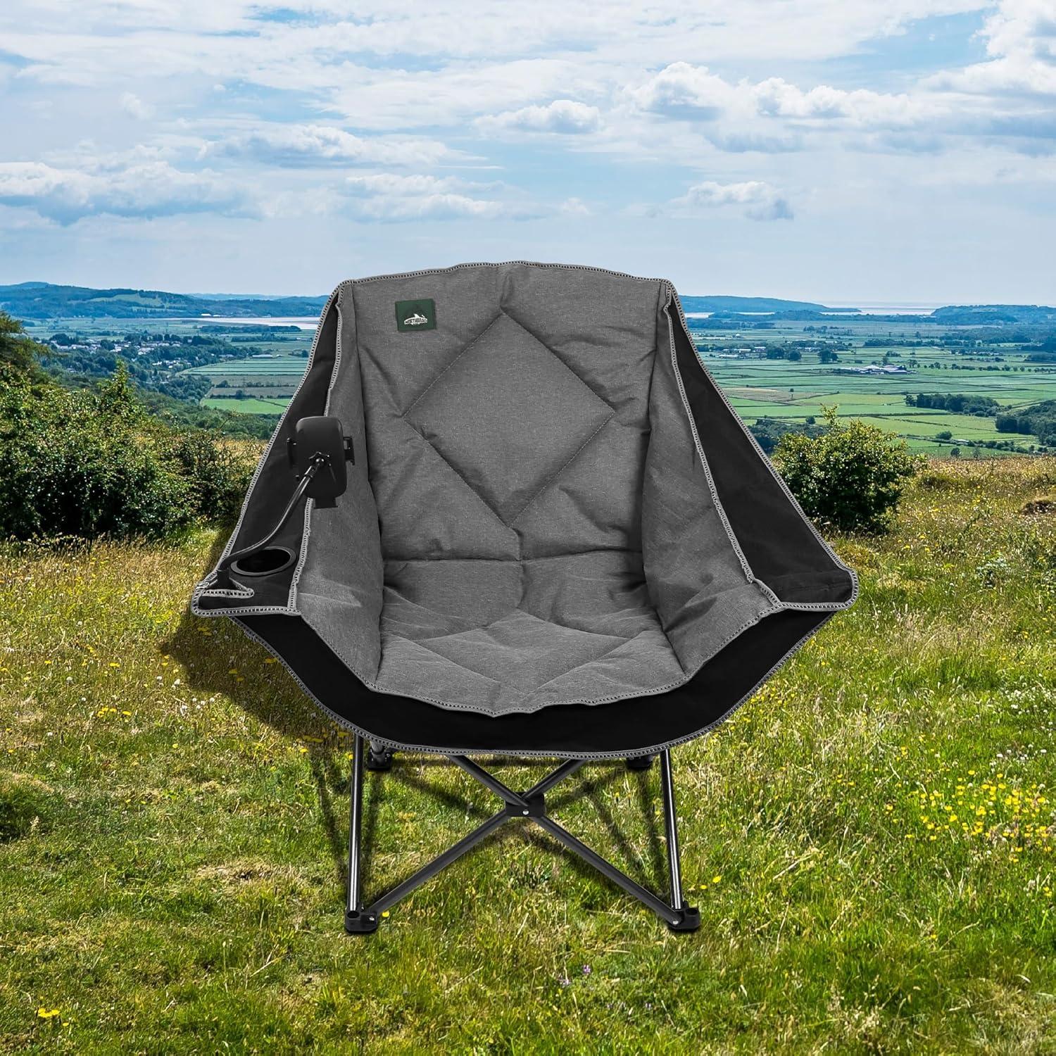 Silla de Camping Plegable Northroad Acolchada 136 kg Negra