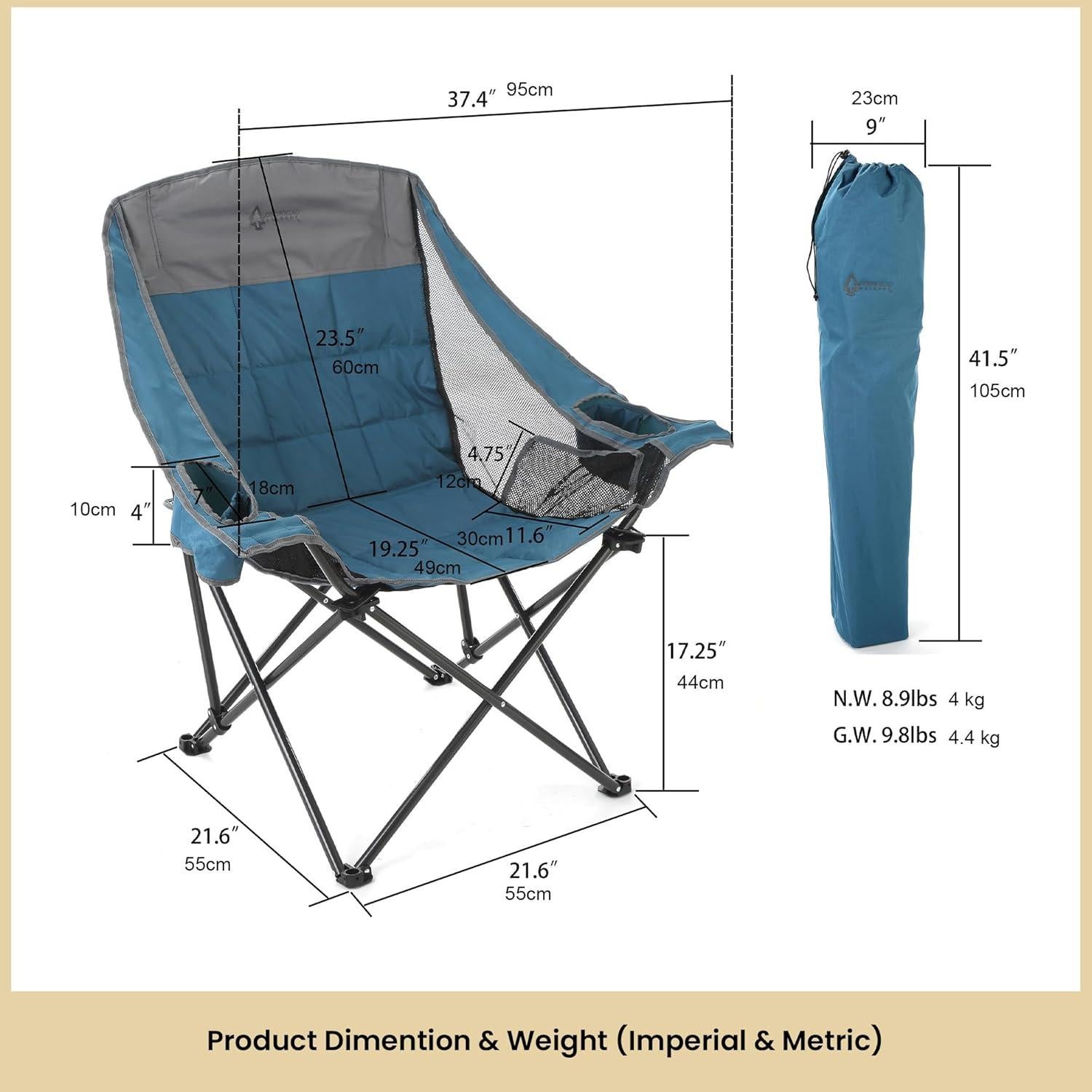 Silla de Camping Plegable Arrowhead Outdoor Azul 136 kg