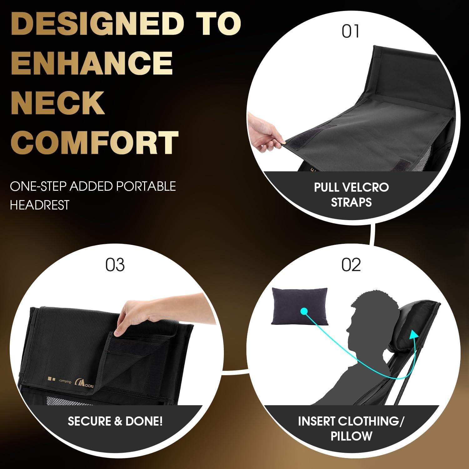 Silla de Camping Plegable MOON LENCE CH33 Respaldo Alto 150kg