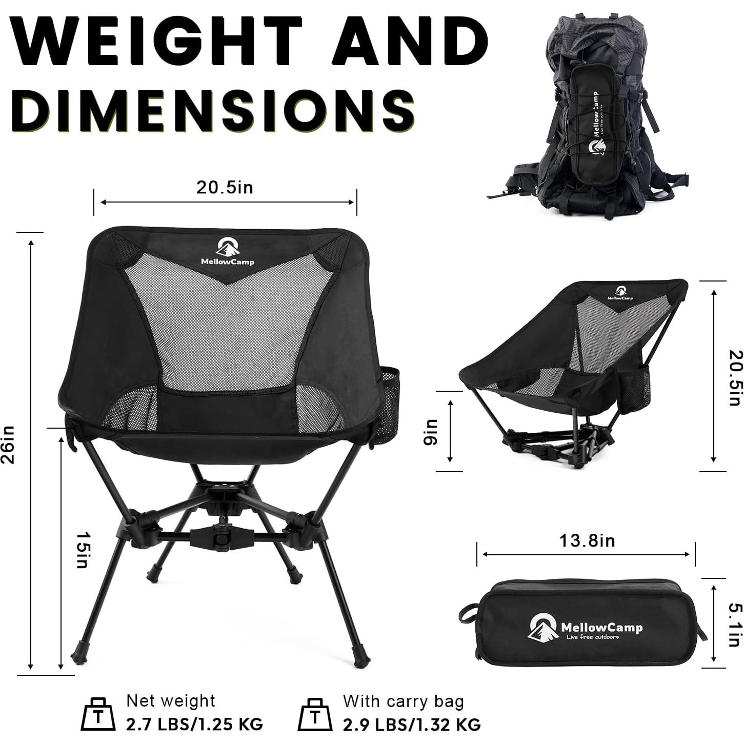 Silla de Camping Plegable MellowCamp - Ultraligera 150 kg