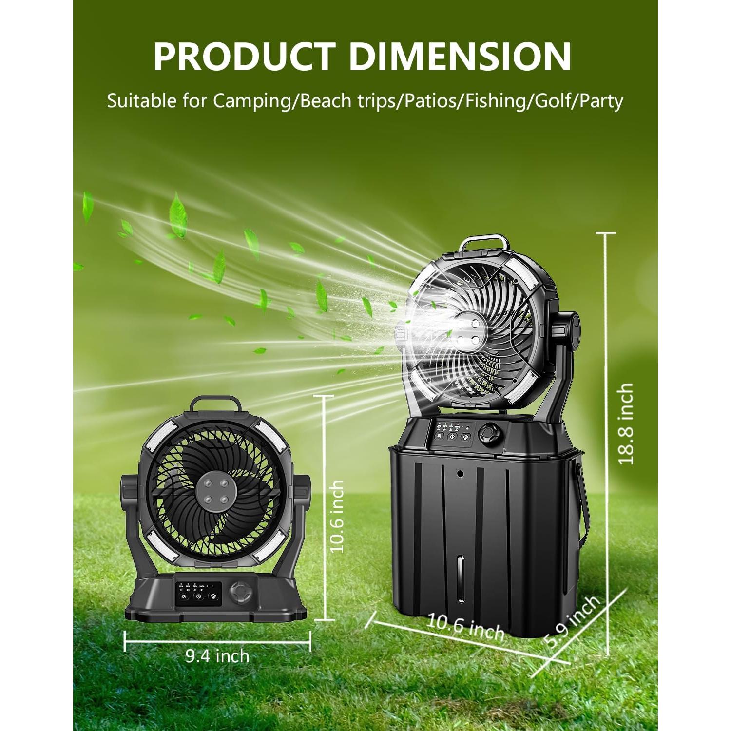 Ventilador de Nebulización Portátil MONISEN 20000mAh 4 Salidas