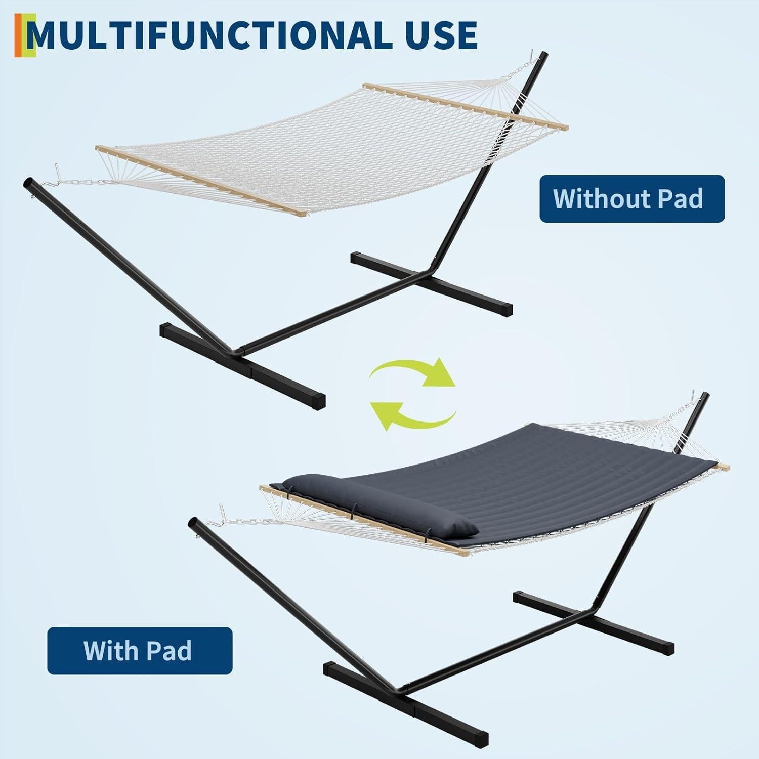 Hamaca Doble TrailBlaze con Soporte - Gris Oscuro, 158.75 kg