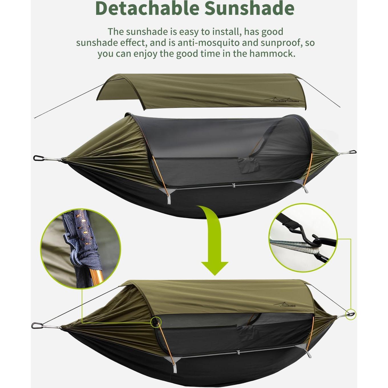 Hamaca de Camping Travel Bird 4 en 1 con Mosquitera y Sombrilla