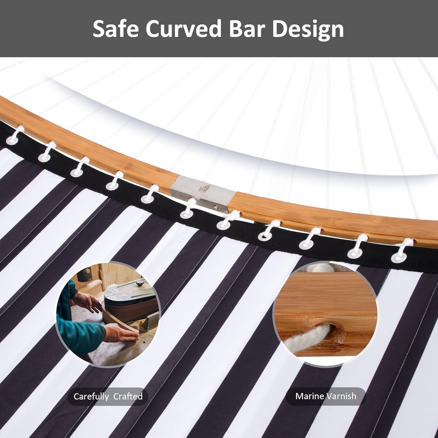 Hamaca Doble SUNCREAT Extra Grande con Soporte, Rayas Negras