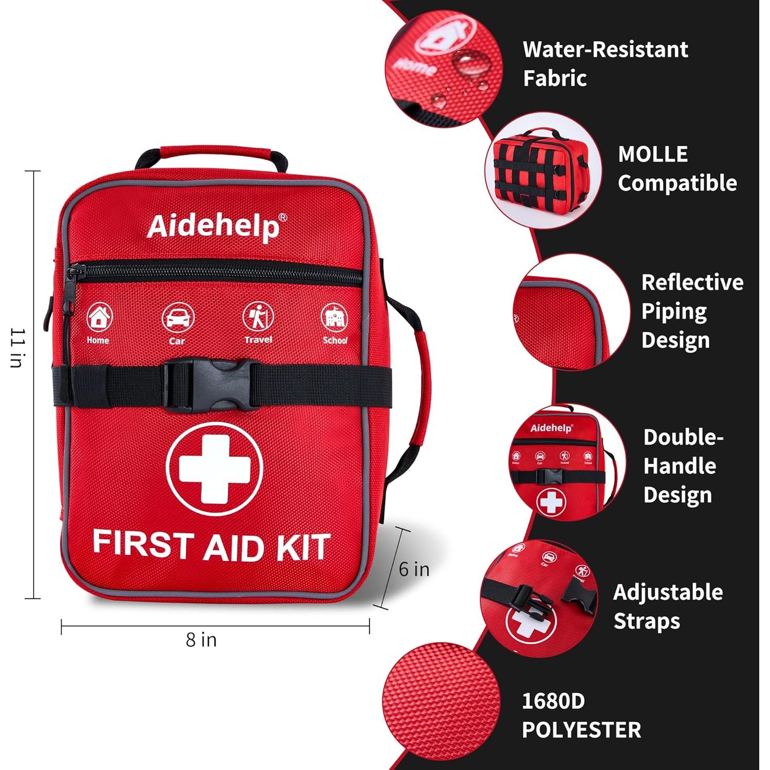 Kit de Primeros Auxilios AIDEHELP 520 Piezas - Emergencia Rojo