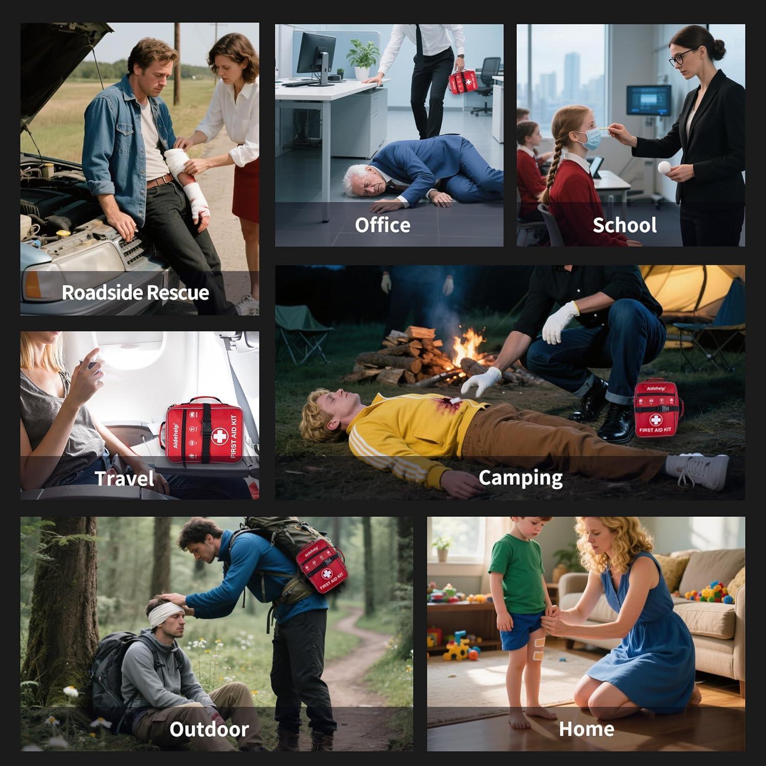 Kit de Primeros Auxilios AIDEHELP 520 Piezas - Emergencia Rojo