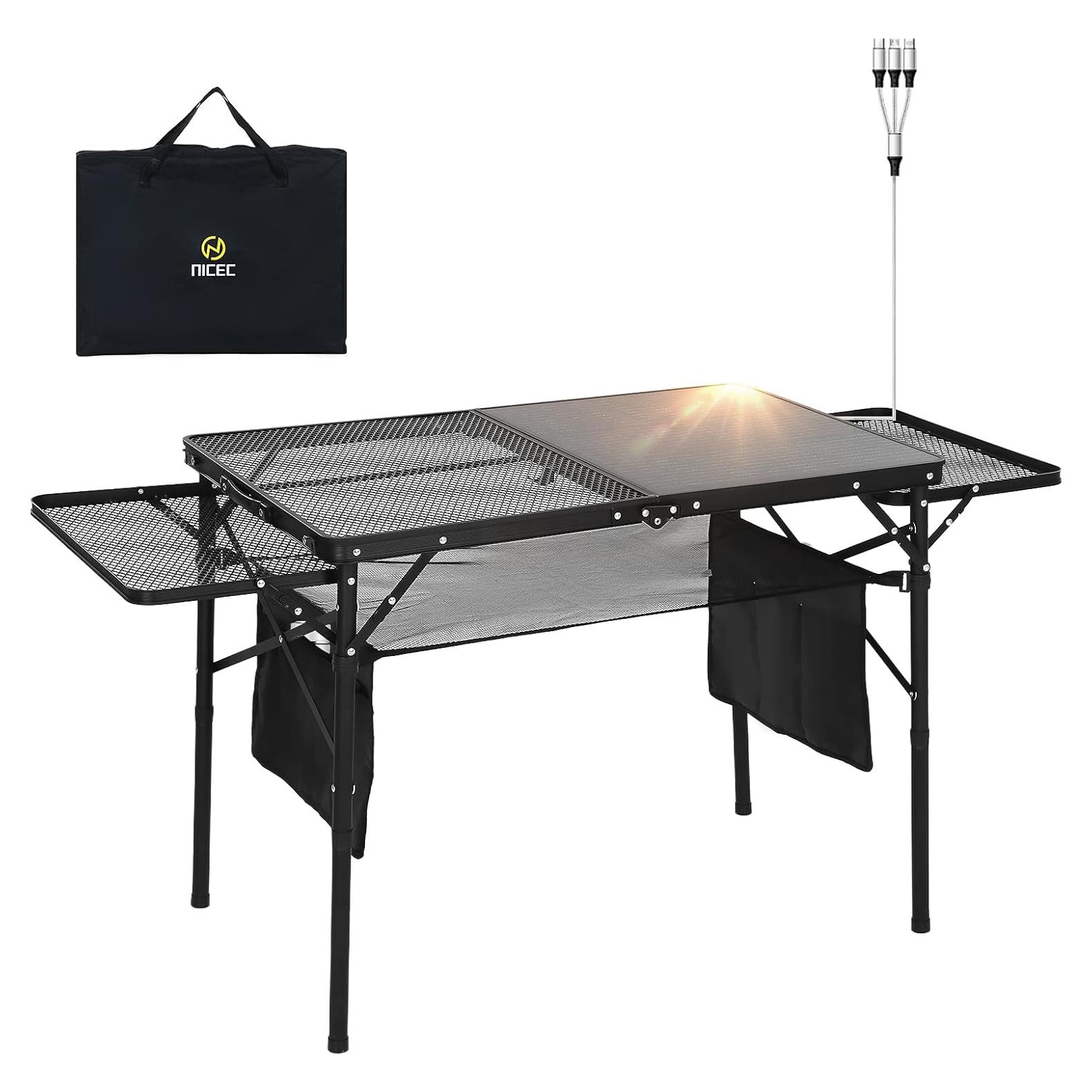 Mesa de Camping Nice C con Panel Solar 45W y Altura Ajustable