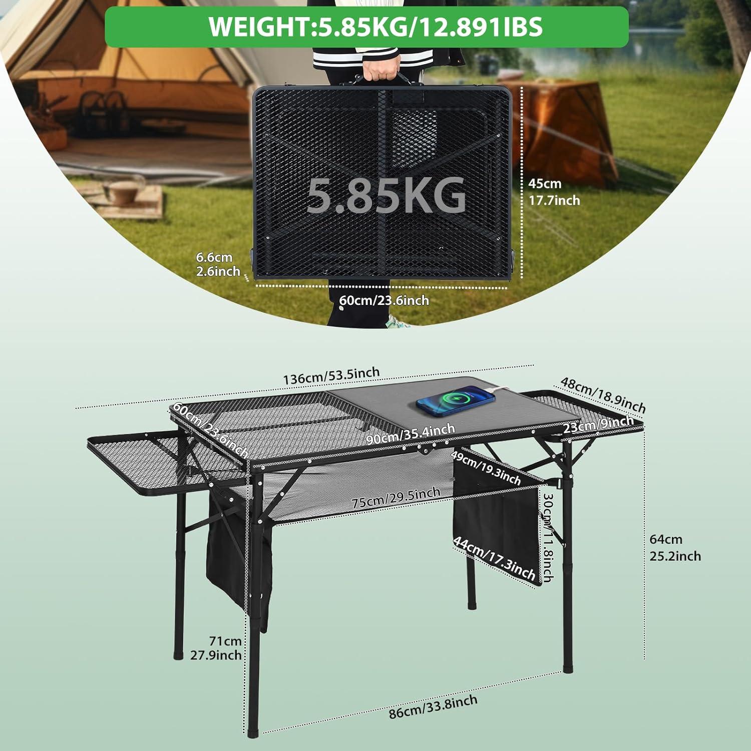 Mesa de Camping Nice C con Panel Solar 45W y Altura Ajustable