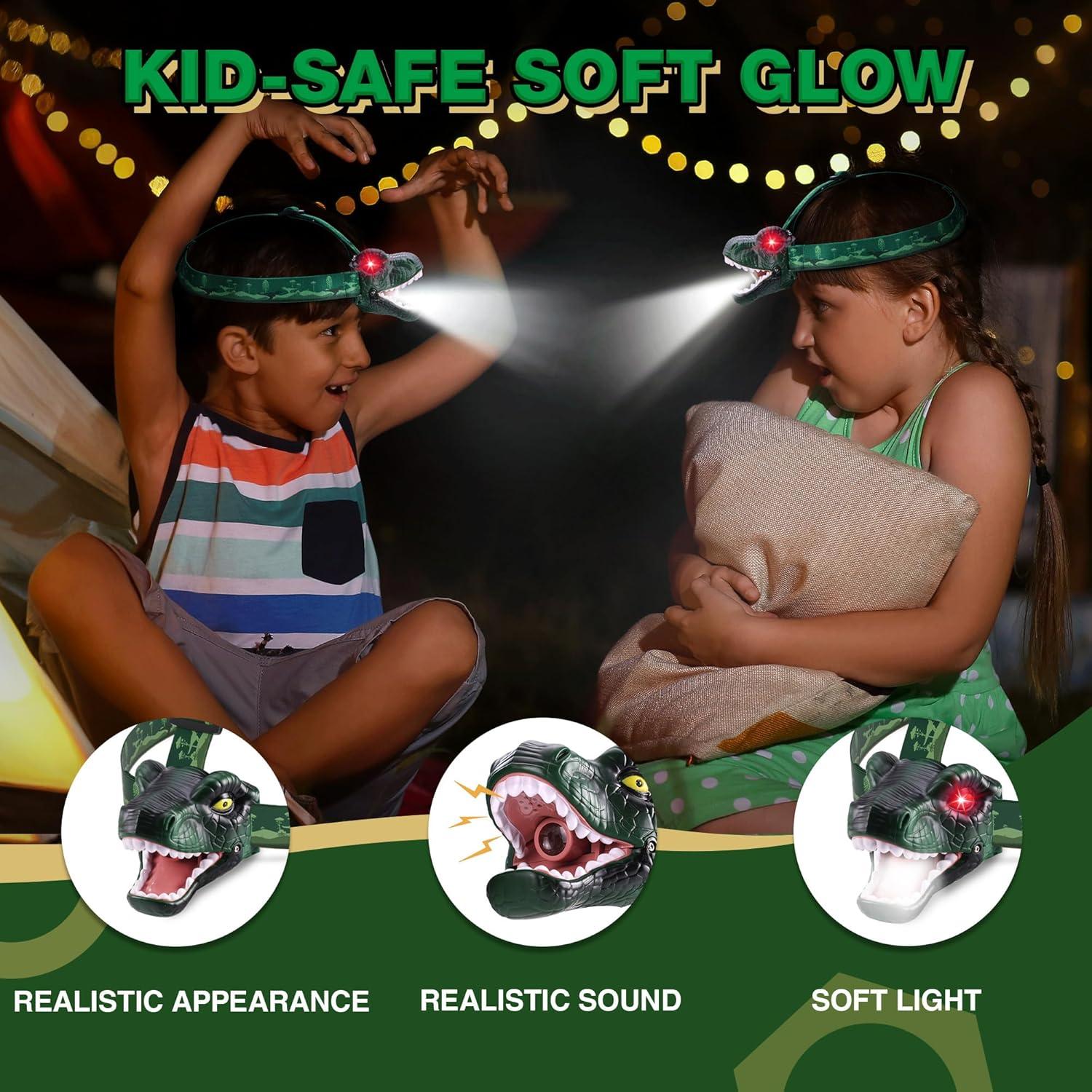 Linterna Frontal LED Dinosaurio EverBrite T-Rex para Niños