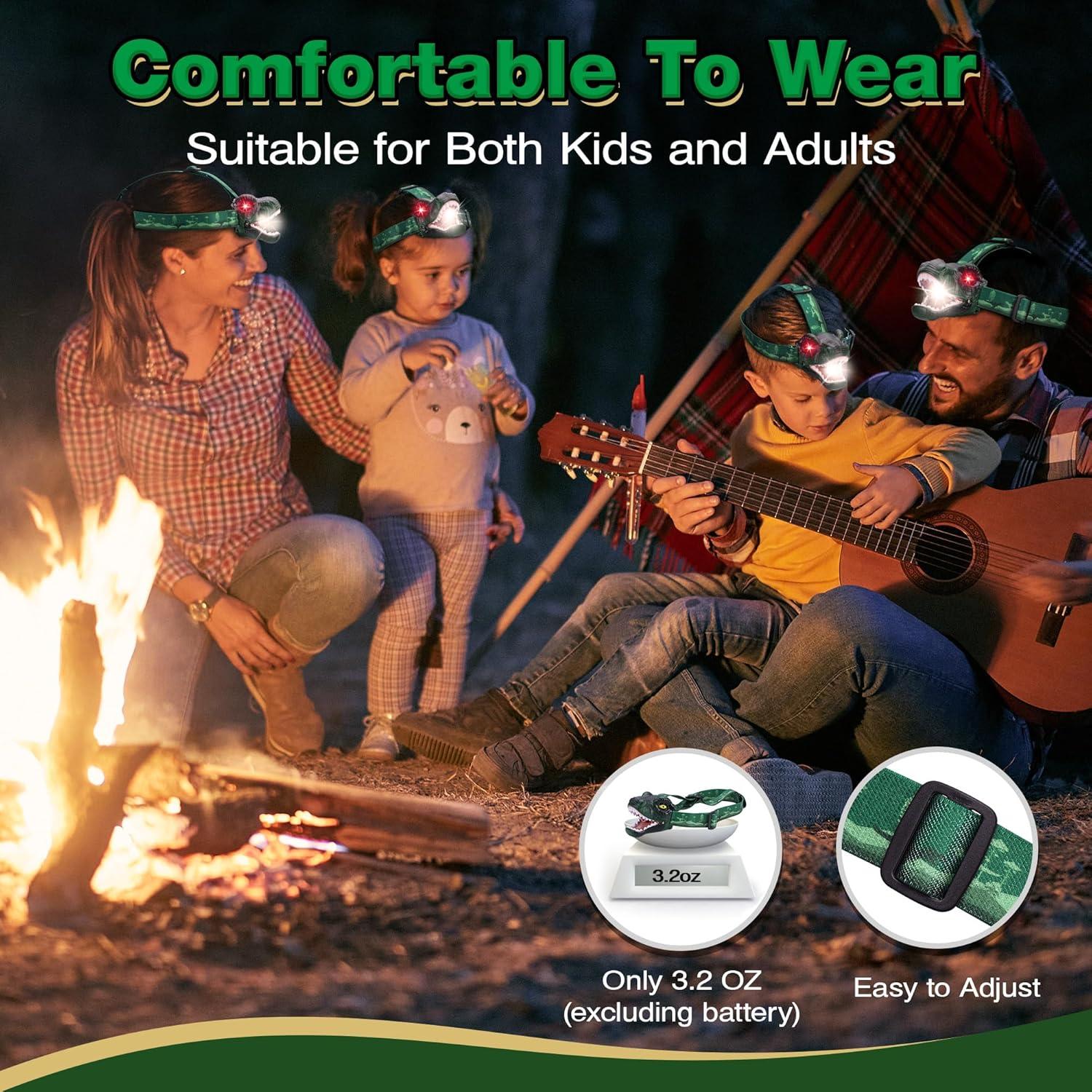 Linterna Frontal LED Dinosaurio EverBrite T-Rex para Niños