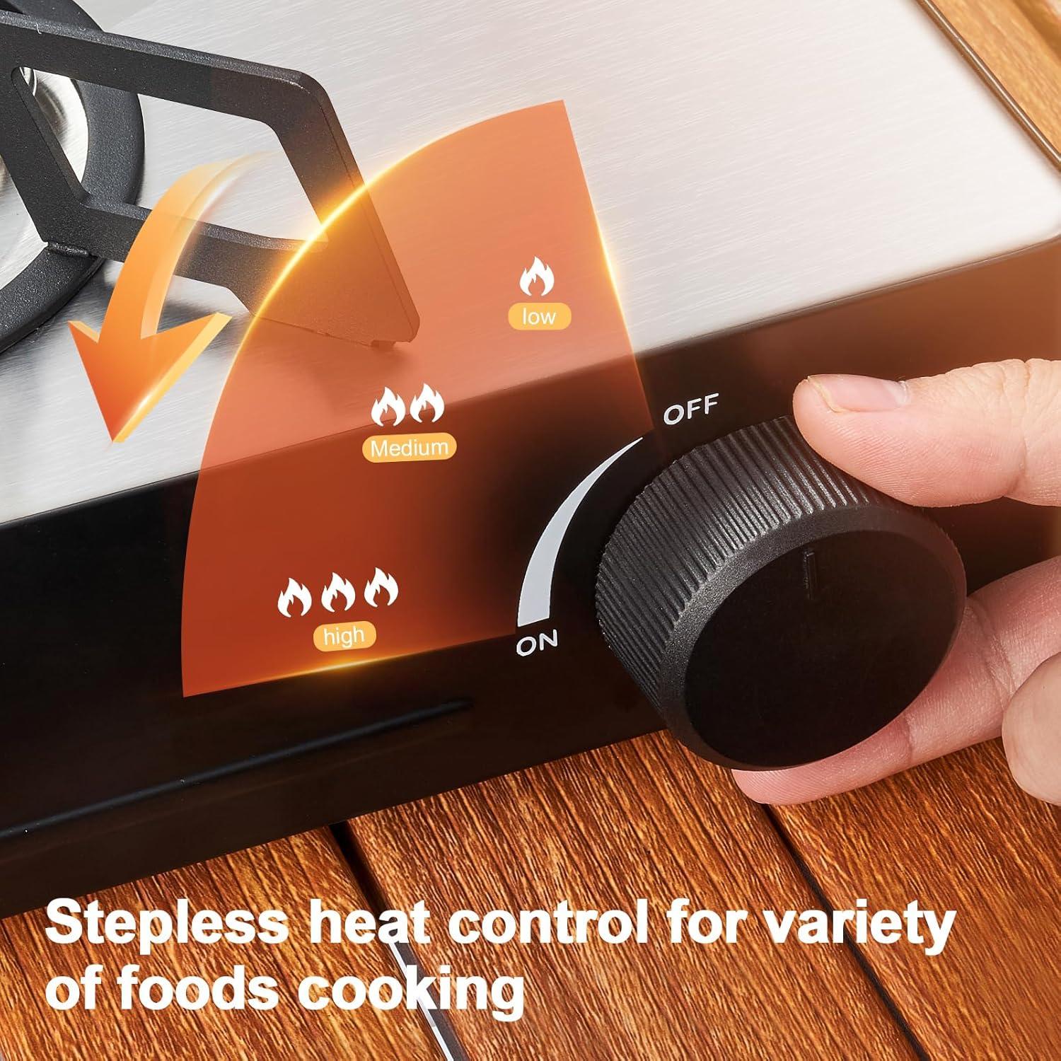 Estufa de Camping Portátil Odoland 7500 BTU Gas Butano Negra