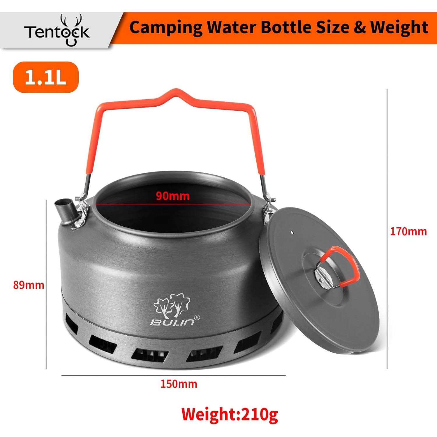 Tetera Camping Tentock 1L/1.6L Aluminio Portátil para Hervir Agua