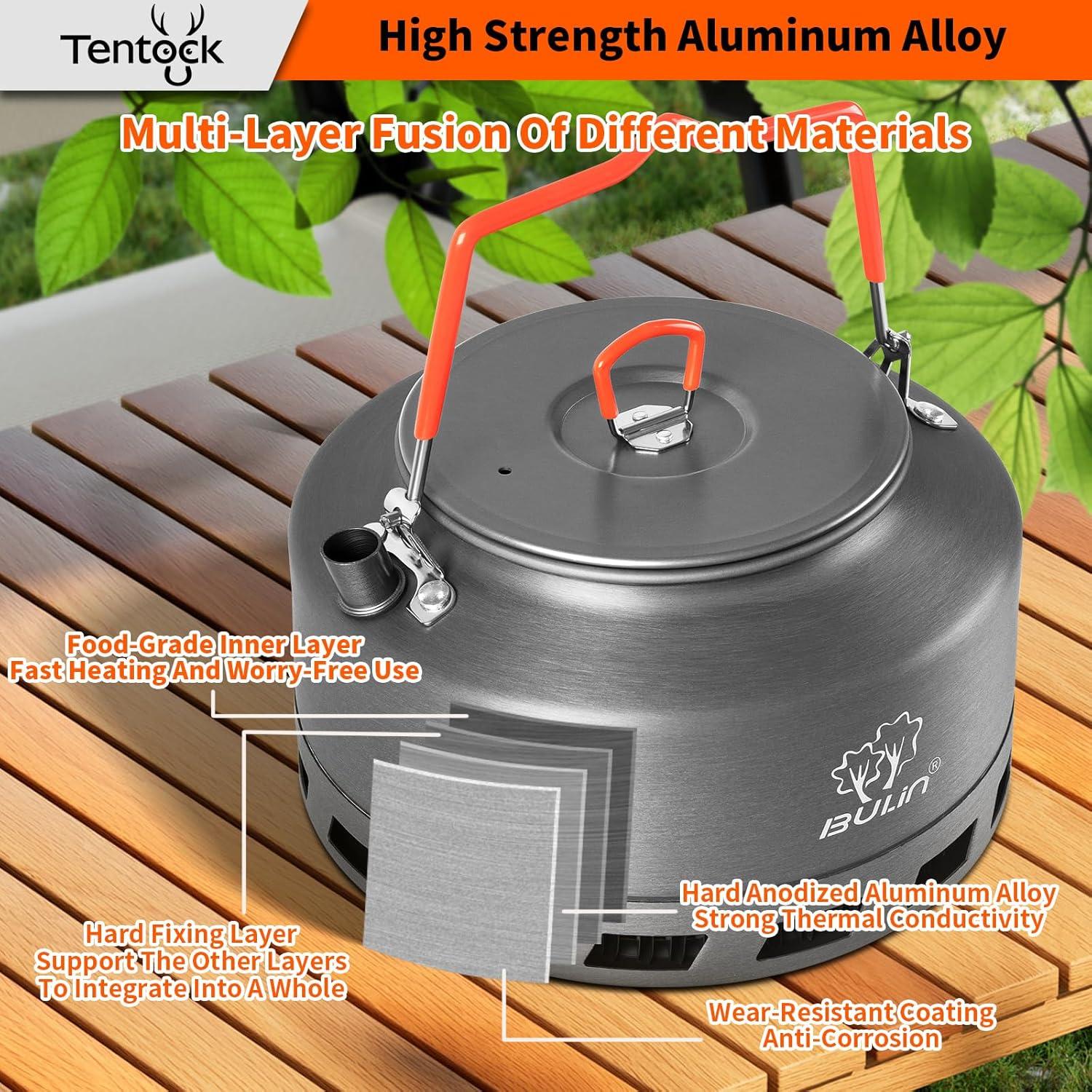 Tetera Camping Tentock 1L/1.6L Aluminio Portátil para Hervir Agua