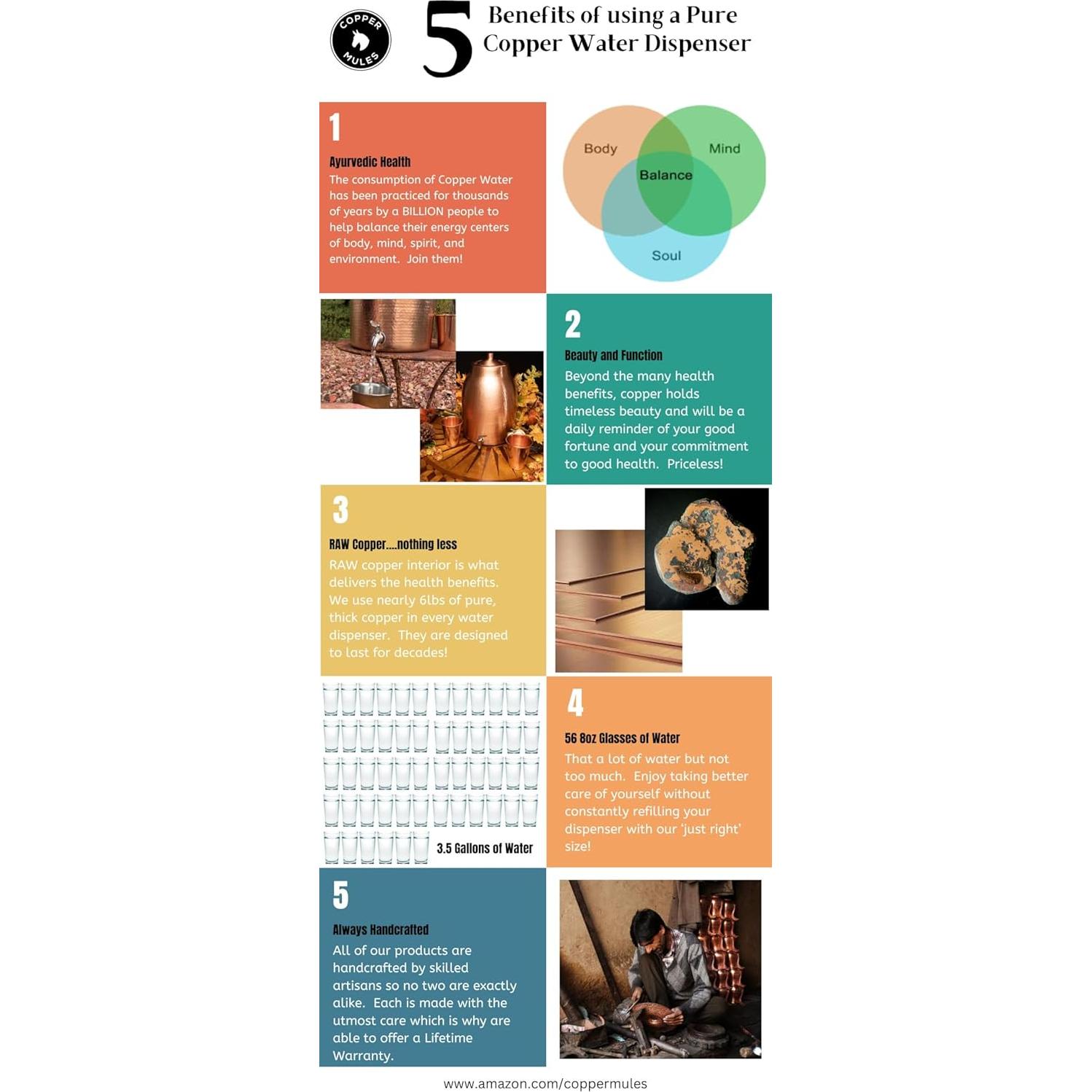 Dispensador de Agua de Cobre Copper Mules 13 Litros Martillado