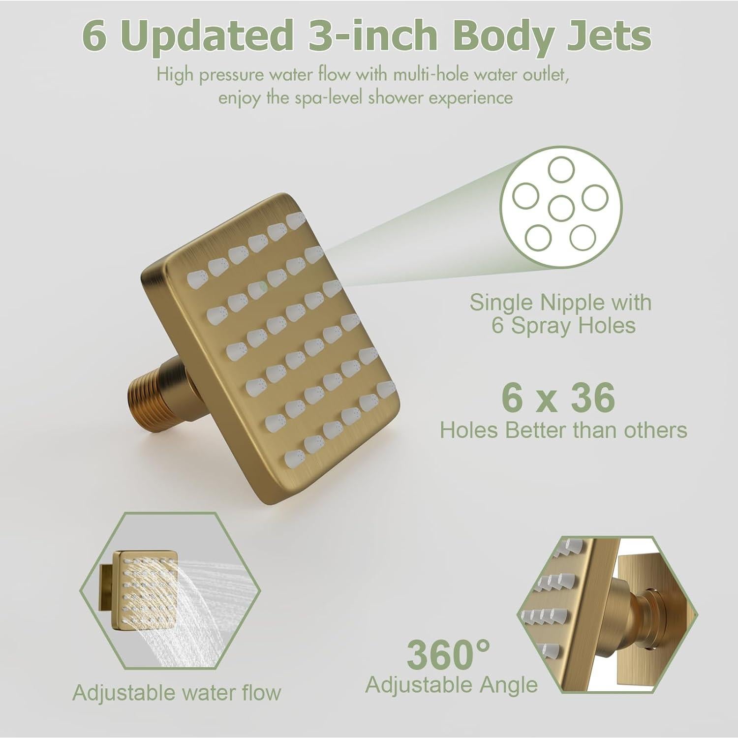 Rociadores de Cuerpo de Ducha Ajustables STARBATH 3x3" Dorado