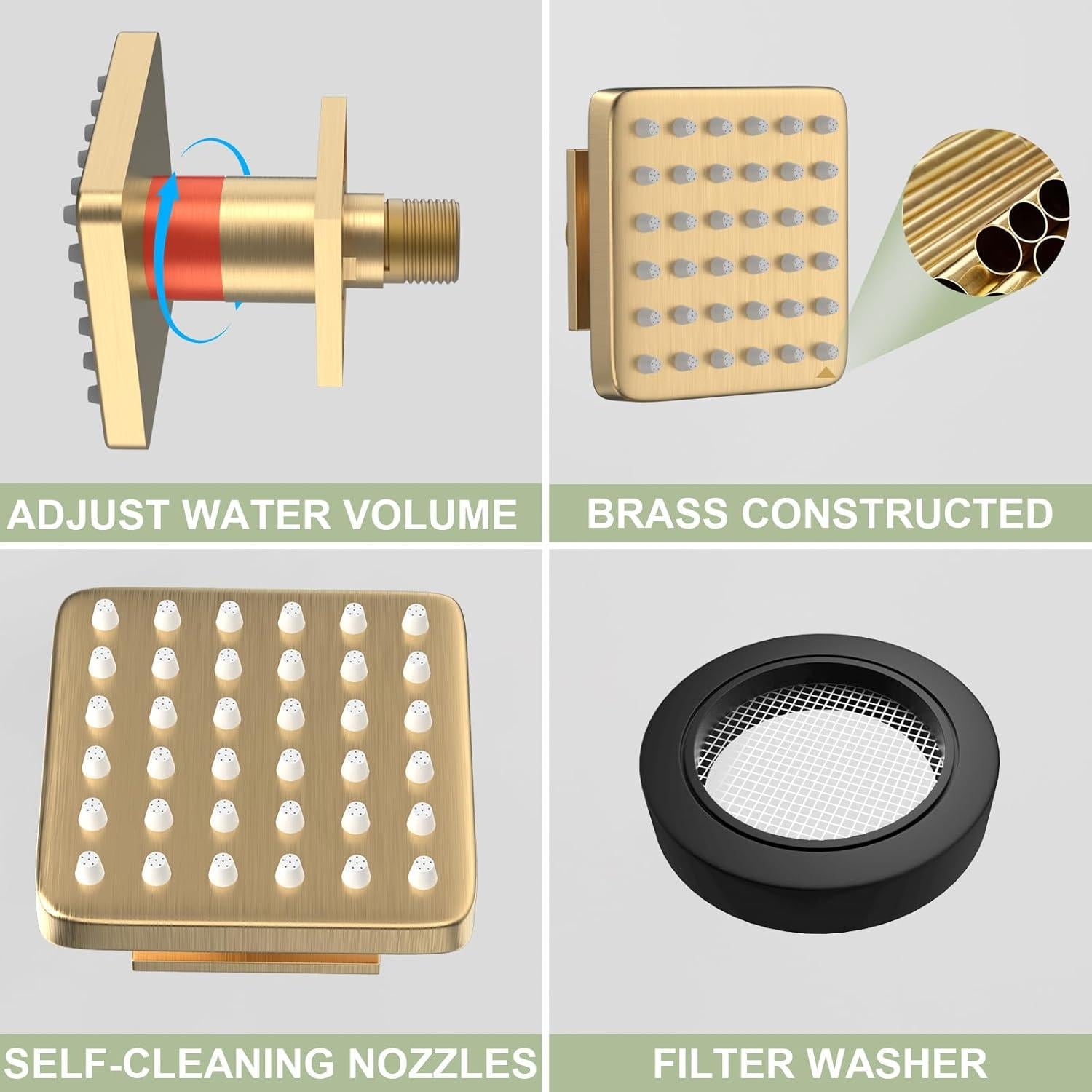 Rociadores de Cuerpo de Ducha Ajustables STARBATH 3x3" Dorado