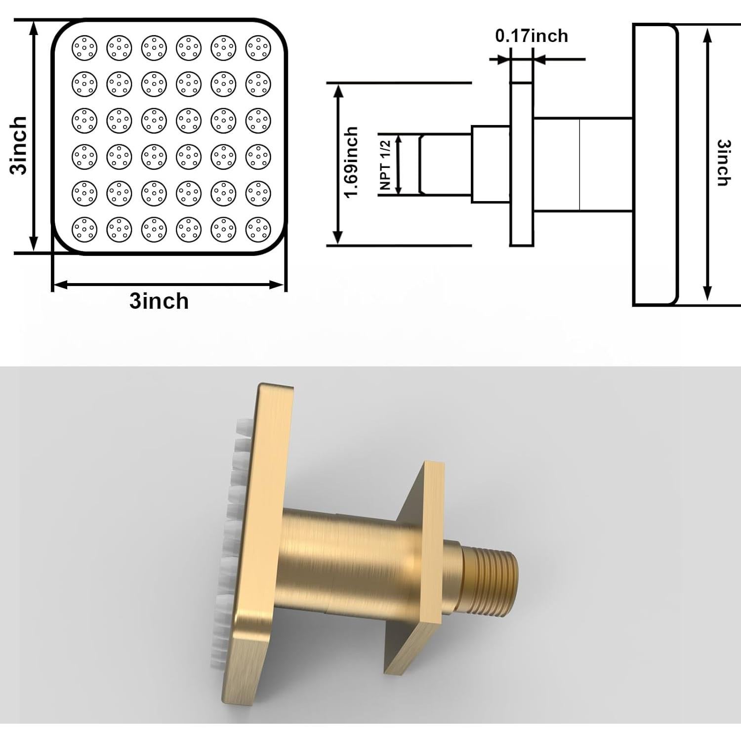 Rociadores de Cuerpo de Ducha Ajustables STARBATH 3x3" Dorado
