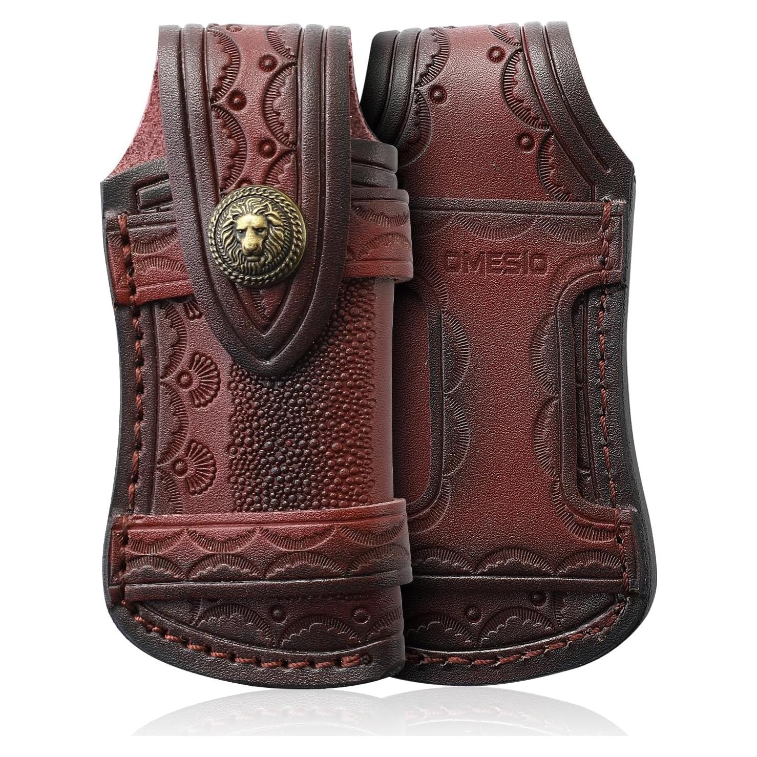 Funda de Cuchillo Plegable Omesio de Cuero Marrón 11.51 cm