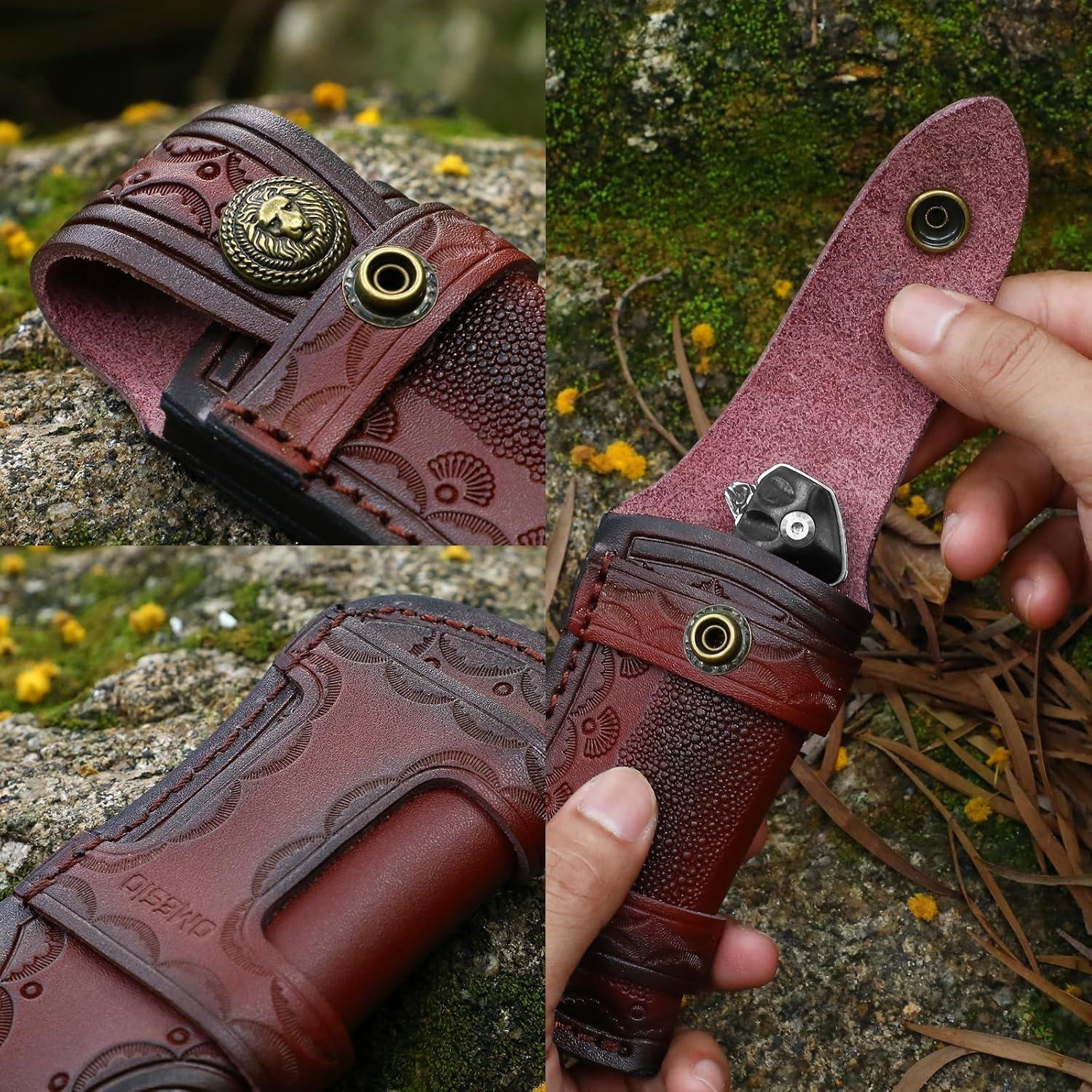 Funda de Cuchillo Plegable Omesio de Cuero Marrón 11.51 cm